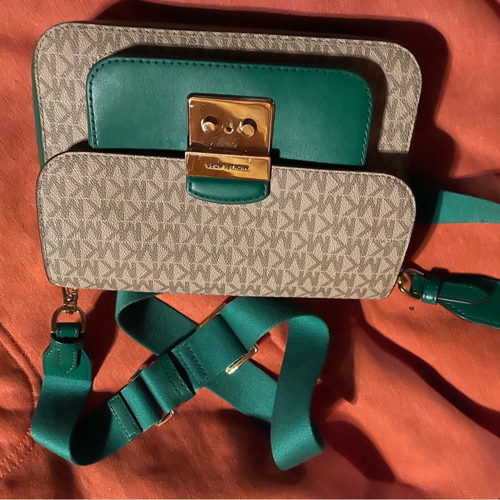 MICHAEL Michael Kors Gray and Teal Crossbody Bag